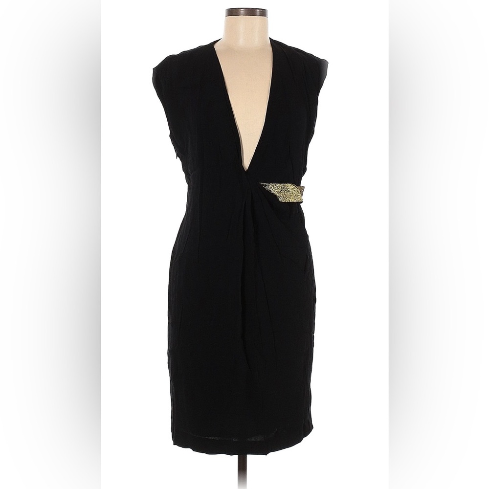 DVF Elegant Black Dress with Gold Accent